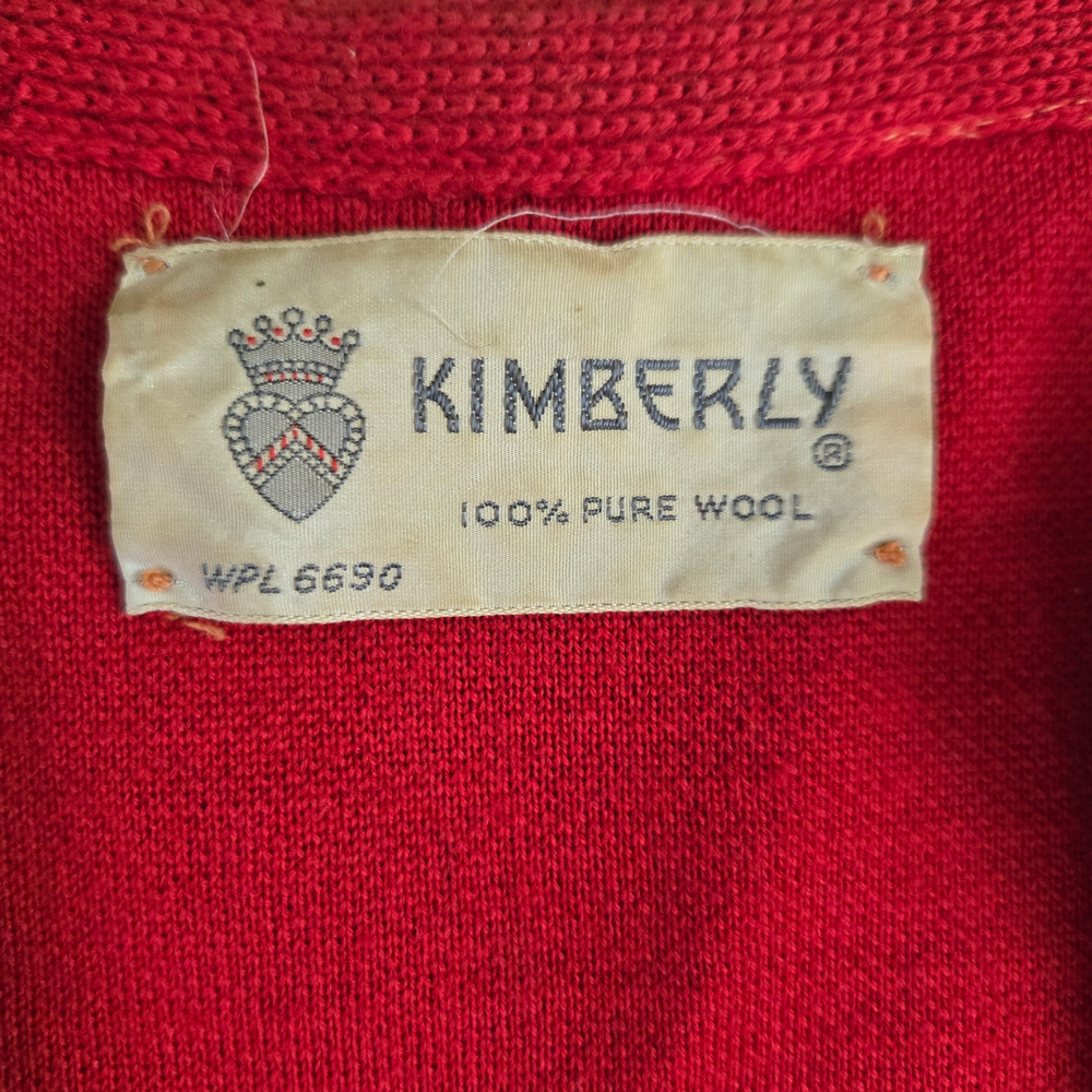 Vintage 1950s Red Wool Gold Button Cropped Jacket Pencil Skirt Suit Size 2 USA - Picture 3 of 16